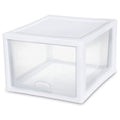 Sterilite 4-Pack Stacking Drawer, Clear Storage Organizer Containers, 27 Quart, White Frame - Stackable and Modular Plastic Drawers for Shoes, Clothes, Accessories, Supplies, Bedding, and Linens - size: 27 Quart, style: 4 Pack