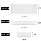 3 Pack Large Clear Plastic Drawer Organizer Tray Cutlery Utensil Makeups Drawer Organizers 15" X 6" - size: 3 Pack 15"x6" Clear Plastic