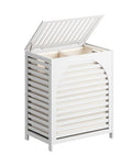 White Laundry Hamper, Laundry Hamper with Lid, 27.3 Gallon (103L) Bamboo Wood Clothes Laundry Basket with Lid and Handles, Removable Liner - color: White, size: Extra Large