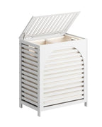 White Laundry Hamper, Laundry Hamper with Lid, 27.3 Gallon (103L) Bamboo Wood Clothes Laundry Basket with Lid and Handles, Removable Liner - color: White, size: Extra Large