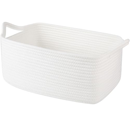 OIAHOMY 19L Woven Basket, Gift Basket Empty with Gift Bags and Ribbons, Rope Baskets for Baby Showers, Storage Baskets with Handles for Nursery, Pet Toy Organizer - White - color: White, size: Large: 15.35L*11.42W*6.7H