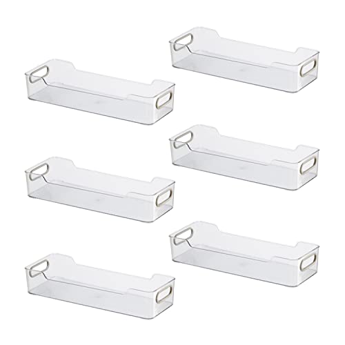 Oggi Cabinet/Drawer Storage Bin - 14" x 5" (Set of 6), Clear/Gray, Ideal for Kitchen Organization, Pantry Storage, Fridge Organizing - size: 14" x 5" (set of 6)