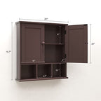 TaoHFE Brown Medicine Cabinets,Bathroom Wall Cabinet with 2 Door Adjustable Shelves,Over The Toilet Storage Cabinet,Espresso Bathroom Cabinet Wall Mounted for Laundry Room Kitchen - color: Espresso