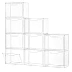 Freebat Stackable Storage Bins, Clear Acrylic Display Case, 9-Pack Acrylic Boxes with Lids, Clear Storage Containers Storage for Handbags, Collectibles & Figures - size: 9pack