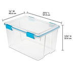 Sterilite 54 Qt Gasket Box, Stackable Storage Bin with Latching Lid and Tight Seal, Plastic Container to Organize Basement, Clear Base and Lid, 1-Pack - size: 54 Quart, style: 1 Pack