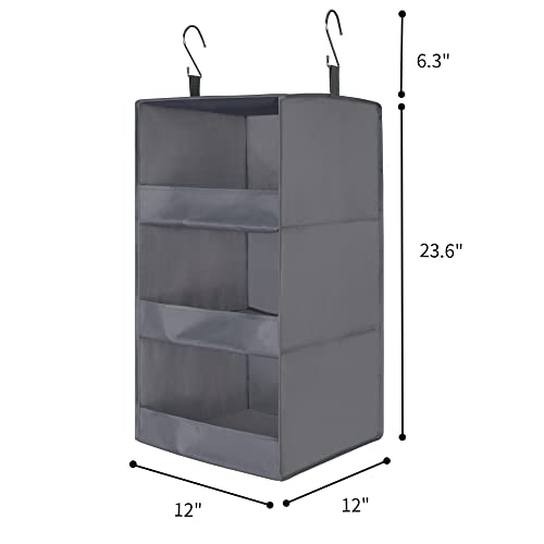 GRANNY SAYS 3-Shelf Closet Organizers and Storage, Foldable Hanging Closet Organizer, Hanging Closet Shelves with 2 Metal Hooks, Leak-Proof Closet Hanging Organizer for Locker & Camper, Gray, 2-Pack - color: 3-shelf Ash Gray, size: 2-Pack