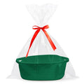 Pro Goleem Small Woven Basket with Gift Bags and Ribbons Durable Baskets for Gifts Empty Small Rope Basket for Storage 12"X 8" X 5" Baby Toy Baskets with Handles, Green - color: green