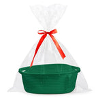 Pro Goleem Small Woven Basket with Gift Bags and Ribbons Durable Baskets for Gifts Empty Small Rope Basket for Storage 12"X 8" X 5" Baby Toy Baskets with Handles, Green - color: green