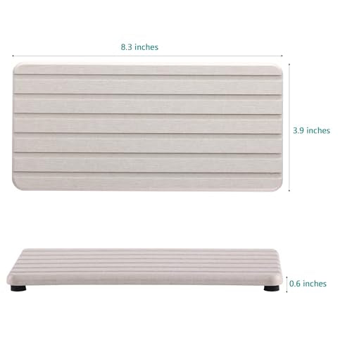 NiuYichee 2 PCS Water Absorbent diatomite Coasters, 8.3" x 4" Water Absorbing Stone Tray for Sink, Stone Drying mat for Kitchen Counter, Stone soap Tray Used for Hand Soaps & toiletries & Plants - color: Light Grey, size: 8.3 x 4 inches