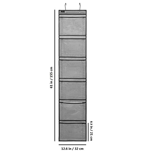 Extra Large Pockets Shoe Organizer for Closet Over The Narrow Door Hanging Shoe Holder Storage (6 Large Pockets-Grey) - color: 6 Large Pockets-Grey