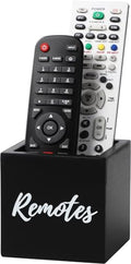 Remote Control Holder, Wooden Tv Remote Holder, Remote Holder for Table, Remote Control Storage Organizer Caddy (for 2 or 3 Remote Controls) 3.5 x3.5x3.5 - Black