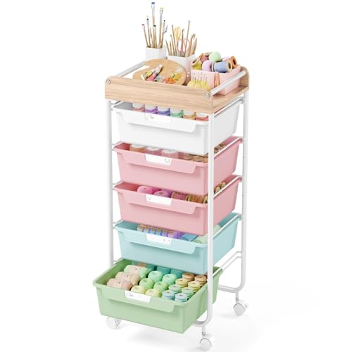 APEXCHASER Utility Cart with 5 Drawers,Rolling Storage Cart for Crafters Artists Kids Teacher Student Storage Arts Crafts & Sewing Study Supplies in Craft Room Dorm Classroom Kids Room-Colorful - color: Colorful, size: 5-Drawers