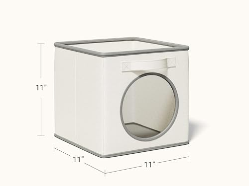 Vailando Ultra Thick Fabric Foldable Storage Cubes with Mesh Window - 11 Inch Cube Storage Organizer for Clothes, Shelves, Offices, Toys & Misc, White & Ivory, 4 Pack - color: White & Ivory, size: 4pcs-Cube 11"