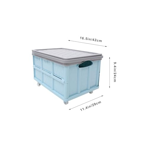 Collapsible Storage Bins with Lids, Folding Plastic Stackable Utility Crates 30L, Plastic Tote Storage Box Container Stackable Folding Utility Crates for Clothes Books Snack Shoe and Grocery Storage - color: Blue