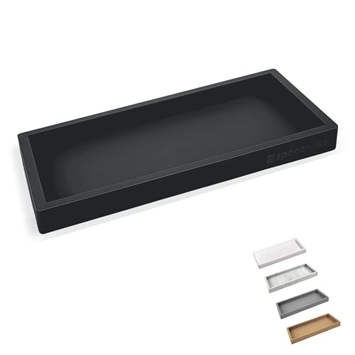 Spacewiser Countertop and Vanity Tray – Small 7.7” Silicone Tray, Soap Dispenser Trays, Bathroom Trays, Kitchen Soap Holder Sink Organizer Counter Caddy for Soaps Bottle Keys, Sponge Holder Dish Black - color: Black, size: Small 7.7”