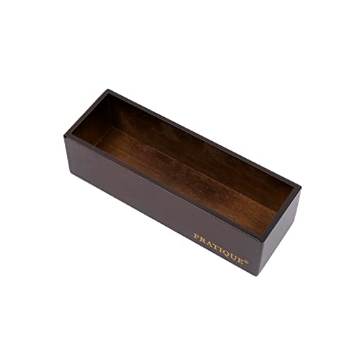 PRATIQUE Bamboo Drawer Organizer - Kitchen Utensil Organizer Silverware Tray Cutlery Holder，Office Desk Supplies and Accessories,8.9 * 3 * 2.6,Nut-brown - color: Nut-brown, size: 8.9*3*2.6 inch