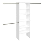 ClosetMaid SuiteSymphony Wood Closet Organizer System, 25-Inch Starter Kit with Tower and 3 Hang Rods and Shelving, Adjustable Shelves, Customizable Insert, Reach-in or Walk-in Closets, Pure White - style: Pure White Finish