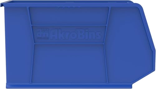 Akro-Mils 30265 AkroBins Plastic Storage Bins, Space-Saving Stackable Bins for Garage, Pantry, Craft Organization, 18-" x 8.25-" x 9-", Blue, 6-Pack - color: Blue