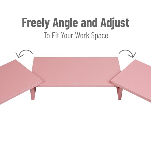 Mind Reader Dual Monitor Stand, Desktop Organizer, Laptop Riser, Office, MDF, 51.25"L x 9.25"W x 4.75"H, Pink - color: Pink