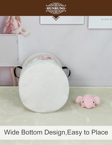 Collapsible Fabric Storage Basket, Waterproof Laundry Hamper with Handles, Round Storage Bin for Clothes Toys, Foldable Organizer for Bedroom Nursery Bathroom(Round-Rainbow Unicorn) - color: Round-Rainbow Unicorn