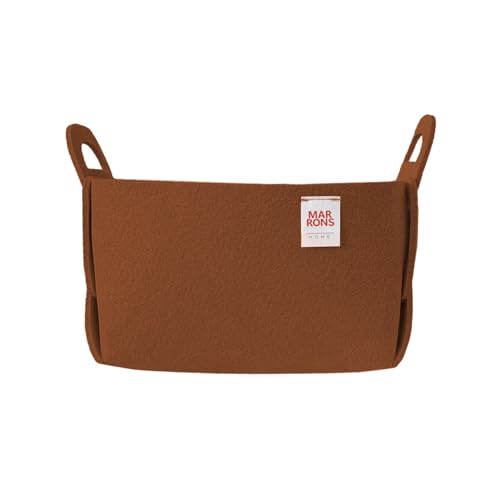 Collapsible Felt BROWN Storage Bin Small 7.1"x5.1"x5.1" – Foldable Basket with Handles for Closet, Toy Storage, Laundry Room Organization, Decorative Storage Baskets for Shelves, Nursery - color: BROWN, size: SMALL