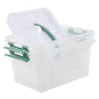 Saedy 6 Quart Clear Plastic Multipurpose Lidded Storage Container Box Bin with Handle, 2-Pack - color: Green
