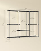 SONGMICS Portable Closet, Freestanding Closet Organizer, Clothes Rack with Shelves, Hanging Rods, Storage Organizer, for Cloakroom, Bedroom, 80.7 x 17.1 x 65.4 Inches, Black URYG035B01 - size: 80.7"L x 17.1"W x 65.4"H