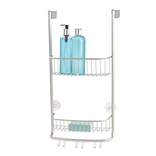 iDesign Forma Bathroom Over The Door Shower Caddy with Storage Baskets Shelves for Shampoo, Conditioner, Soap, Set of 1, Satin - color: Satin