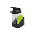 Casabella Sink Sider Solo Kitchen Soap Pump and Sponge Caddy, Black/Chrome - 2-in-1 Soap and Sponge Caddy, One-Hand Soap Dispensing, Easy to Refill and Clean, Efficient Size (Pack of 6) - color: Black