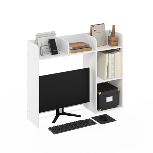Furinno Classic Desk Shelf, 5-Shelf Desktop Hutch, Book Shelf, 3-Tier Desk Organzier, for Office Supplies, Office Desk Accessories, for Home Office, College, Dorm, White - color: White, size: 5 Shelves