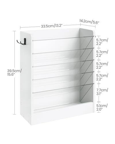 CHOEZON Wall File Holder, 6-Tier File Organizer, Office Supplies Storage Rack, Versatile Desktop Organizer, with Detachable Shelves, with Side Hooks, for Living Room, Study, Home Office, White MWJ02WB - color: White, size: 6-Tier