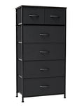 Crestlive Products Vertical Dresser Storage Tower - Sturdy Steel Frame, Wood Top, Easy Pull Fabric Bins - Organizer Unit for Bedroom, Entryway, Closets - 6 Drawers (Black) - color: Black, style: 6 Drawers