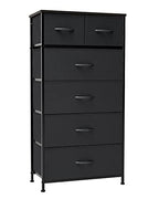 Crestlive Products Vertical Dresser Storage Tower - Sturdy Steel Frame, Wood Top, Easy Pull Fabric Bins - Organizer Unit for Bedroom, Entryway, Closets - 6 Drawers (Black) - color: Black, style: 6 Drawers