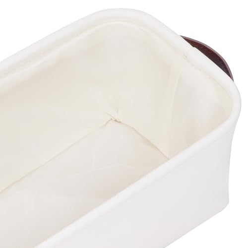 Kntiwiwo Small Fabric Storage Bins, 15x6x5 inch Narrow Storage Baskets 4-Pack Long Storage Basket for Organizing with Handles, Decorative Basket for Closets, Shelves, Toilet Paper, White - color: White, size: 15" x 6" x 5"