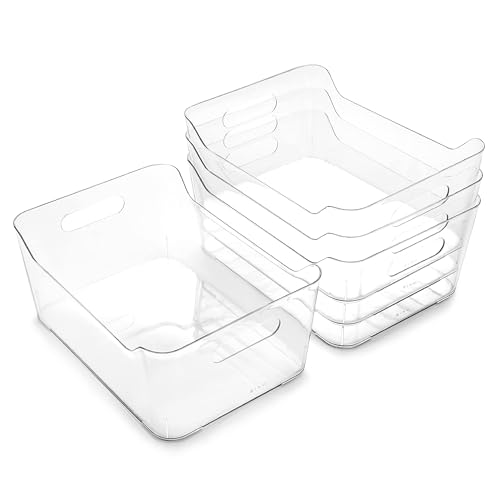 BINO | Plastic Organizer Bins, Large - 4 Pack | The SOHO Collection | Multi-Use | Pantry & Freezer Organizer Bins | Plastic Storage Containers for Home & Kitchen Org - size: Large