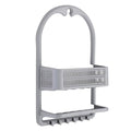 Bath Bliss Molded Shower Caddy | Bathroom Storage | Hangs Over Shower Head | 6 Accessory Hooks | Holds Razors | Washcloths | Accessories | Suction Cup Stability | Grey