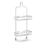 Zenna Home Rustproof Hanging Shower Caddy, Over the Shower Head Caddy with 2 Shelves and Built In Hooks, Aluminum Bathroom Hanging Organizer, Satin Chrome - color: Satin Chrome