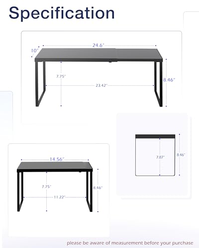 Nxconsu Cabinet Shelf Expandable Organizer Riser Rack for Kitchen Pantry Cupboard Under Sink Countertop Home Organization Extra Storage Space Saver Heavy Duty Metal Edgeless Design Black Large - color: Black, size: 10’’D * 14.56-24.6’’W * 8.46’’H