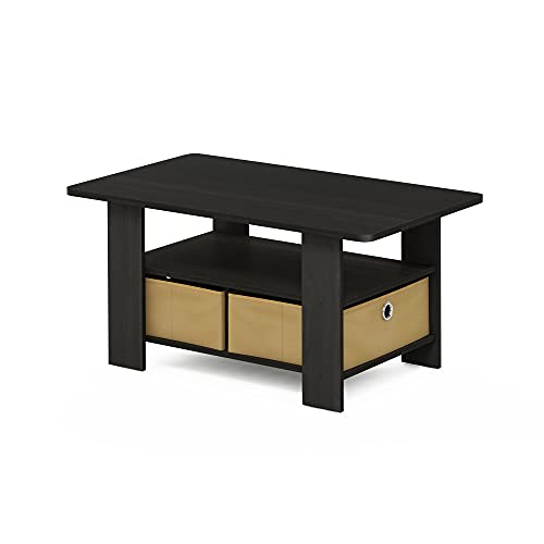 Furinno Coffee Table with Bins, Espresso/Brown - color: Espresso/Brown, style: 2 Bin
