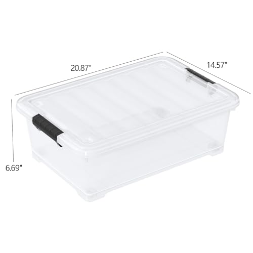 20L Under Bed Storage Containers, Closet Organizers and Storage Bins, Under Bed Storage Box with Wheels, Set of 4 - size: 20L