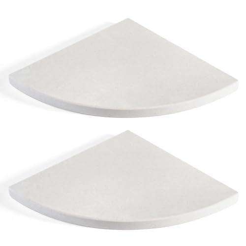 Koville 2 Pcs Wall Mounted White Marble Corner Shower Shelf for Bathroom, 10'' Polished Marble Corner Shelves for Bath, Stone Corner Shower Caddy - White Cliff (No Glue Included) - color: White Cliff, size: 2-Layer