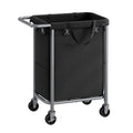 SONGMICS Laundry Basket with Wheels, Rolling Laundry Hamper, 23.8 Gallons (90 L), Removable Liner, Steel Frame with Handle, 24 x 11.4 x 31.9 Inches, Ink Black URLS003B01 - color: Ink Black, size: 90 L (1-Section), style: Rectangular with handle