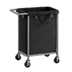 SONGMICS Laundry Basket with Wheels, Rolling Laundry Hamper, 23.8 Gallons (90 L), Removable Liner, Steel Frame with Handle, 24 x 11.4 x 31.9 Inches, Ink Black URLS003B01 - color: Ink Black, size: 90 L (1-Section), style: Rectangular with handle