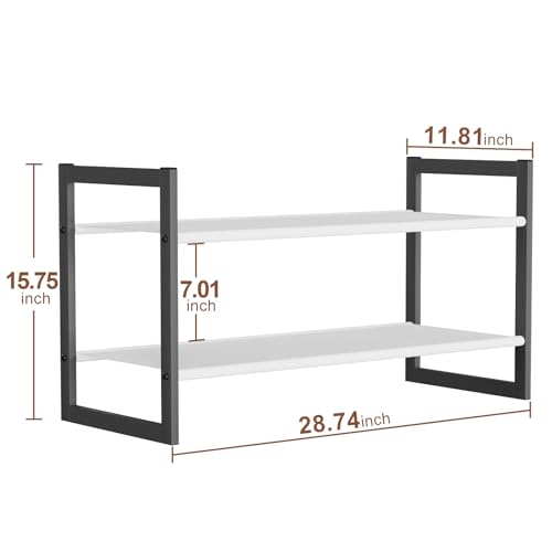 2-Tier Shoe Rack for Closet & Entryway, Stackable Shoe Organizer, Screw-Fastened Metal Frame for Less Wobble, Heel-Friendly Non-Woven Shelves, 11.8" Deep Space-Saving Shoe Storage (Black) - size: 2-Tier
