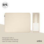 Umbra Udry Dish Rack and Microfiber Drying Mat – Space-Saving Design Folds Up for Easy Storage, Basic Rack, Linen - color: Linen, style: Basic Rack