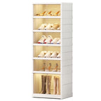 EHAMILY 6 Tier Foldable Shoe Rack Organizer for Closet 6-12Pairs Plastic Collapsible Shoe Racks Shelf Stackable Clear Folding Shoes Storage boxes for Small Spaces Narrow Shoe Storage Cabinet - size: 6 Tiers 12 Pairs