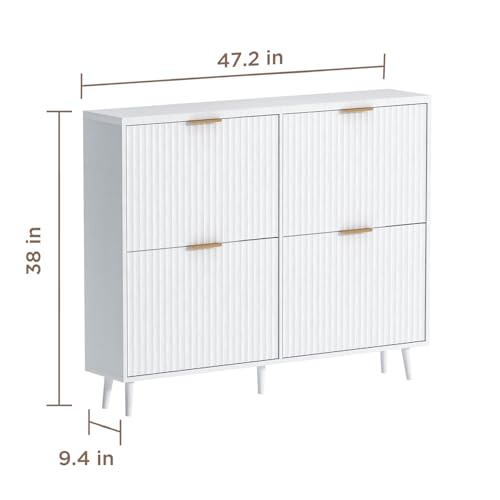 Shoe Cabinet Storage,Modern Freestanding Organizer with 4 Flip Drawers,Narrow Shoe Rack Cabinet for Entryway,White - color: White, size: 4-Drawers