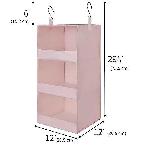 GRANNY SAYS 3-Shelf Hanging Closet Organizer, Collapsible Closet Hanging Shelves, Nursery Hanging Organizer, Pink, 29 ½" H X 12" W X 12" D, 1-Pack - color: 3-shelf Pink, size: 1-Pack