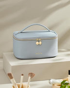 Prite Makeup Bag, Large Capacity Portable Travel Cosmetic Bag, Waterproof Makeup Organizer for Women with Handle and Divider (001 Blue) - color: 001 Blue
