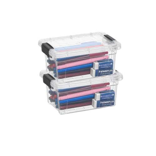 Superio Storage Bins with Lids- 2 Pack, 1.85 Qt Clear Boxes for Organizing, Stackable Plastic Containers- BPA Free, Non-Toxic, Odor Free, Organizer for Home, Office, Dorm - size: 1.85 Qt, style: 2 Pack